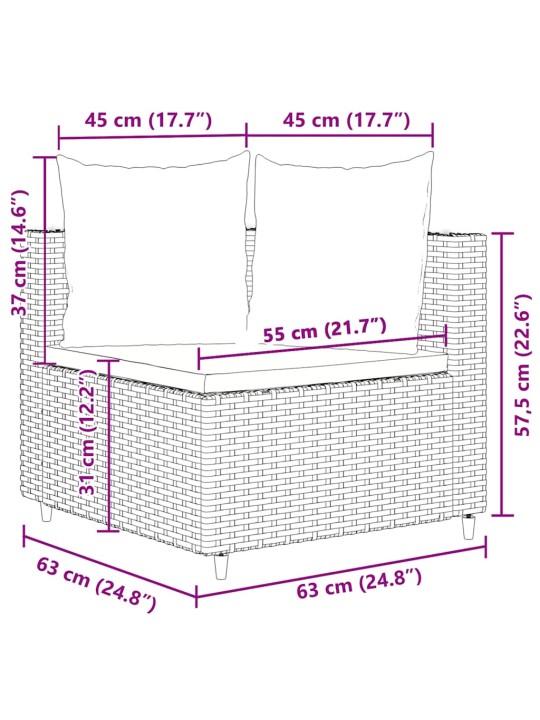 5-osaline aiadiivanikomplekt patjadega, must, polürotang