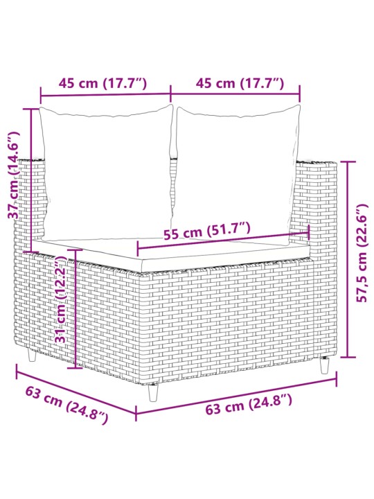 8-osaline aiadiivani komplekt patjadega, pruun, polürotang