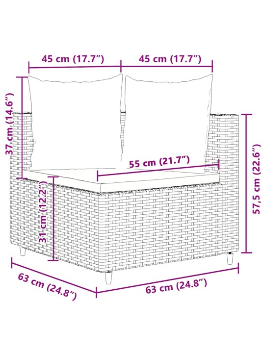 7-osaline aiadiivani komplekt patjadega, must, polürotang