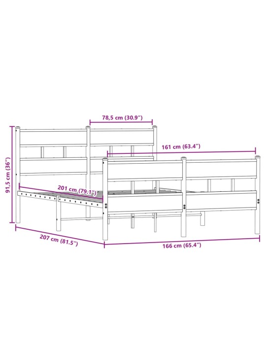 Metallist voodiraam ilma madratsita sonoma tamm 160x200 cm