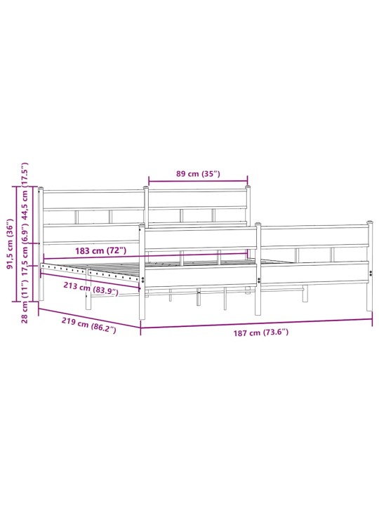 METALLIST VOODIRAAM ILMA MADRATSITA PRUUN TAMM 183X213 CM