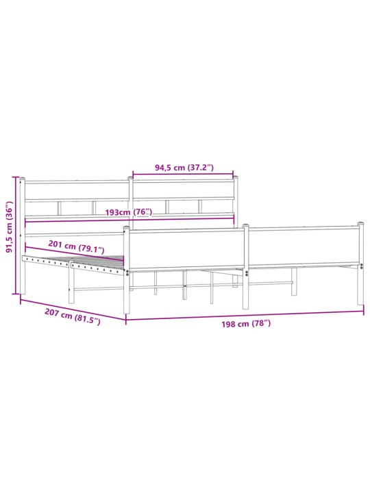 METALLIST VOODIRAAM ILMA MADRATSITA SUITSUTATUD TAMM 193X203 CM