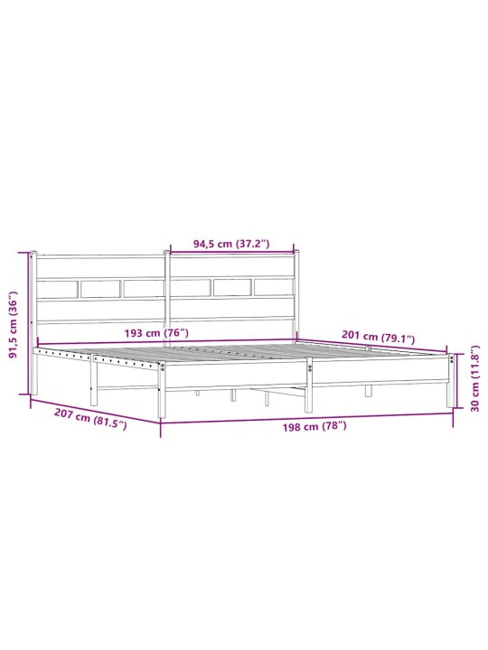 METALLIST VOODIRAAM ILMA MADRATSITA SONOMA TAMM 193X203 CM