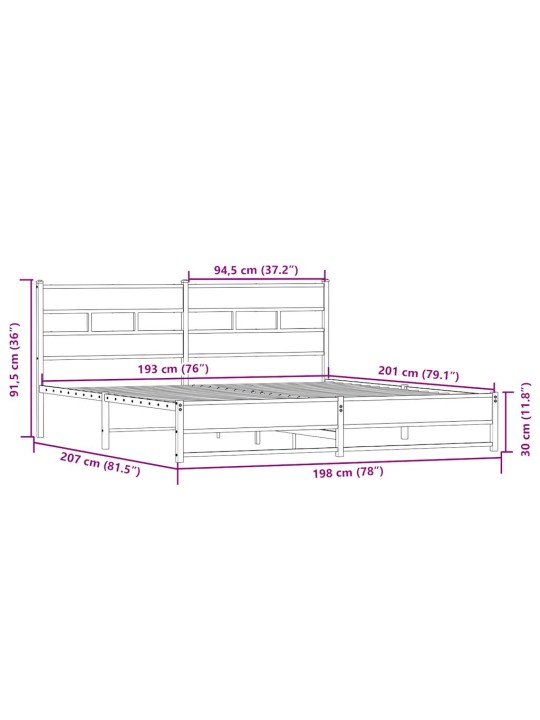 METALLIST VOODIRAAM ILMA MADRATSITA SONOMA TAMM 193X203 CM