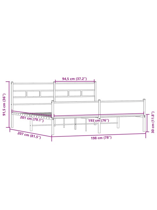 METALLIST VOODIRAAM ILMA MADRATSITA SONOMA TAMM 193X203 CM
