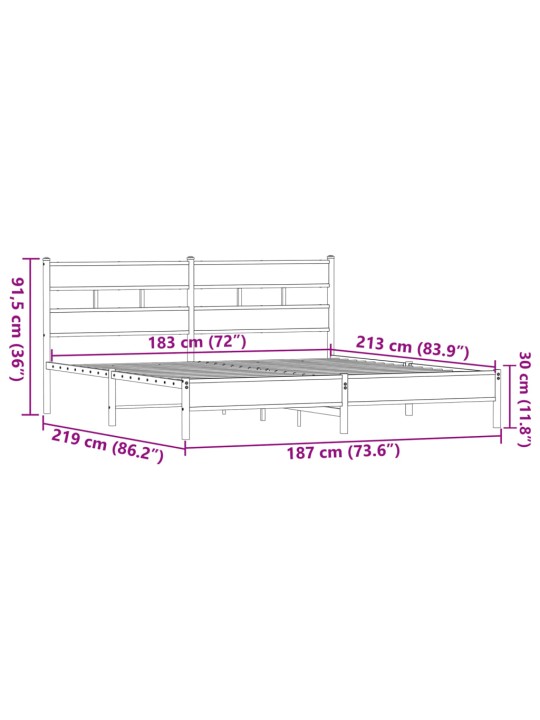 METALLIST VOODIRAAM ILMA MADRATSITA PRUUN TAMM 183X213 CM