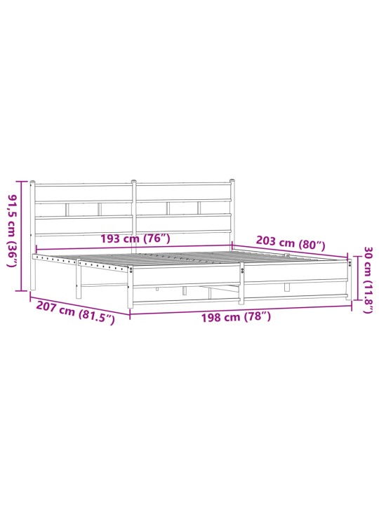 METALLIST VOODIRAAM ILMA MADRATSITA PRUUN TAMM 193X203 CM