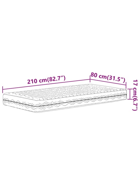 Poroloonmadrats valge 80x210 cm kõvadus h2 h3