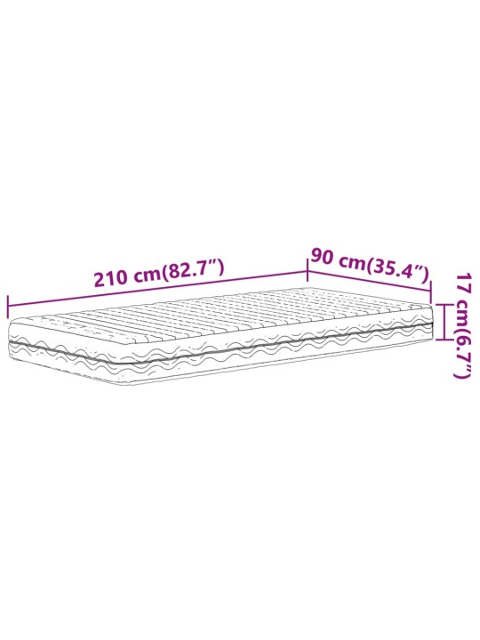 Poroloonmadrats valge 90x210 cm kõvadus h2 h3