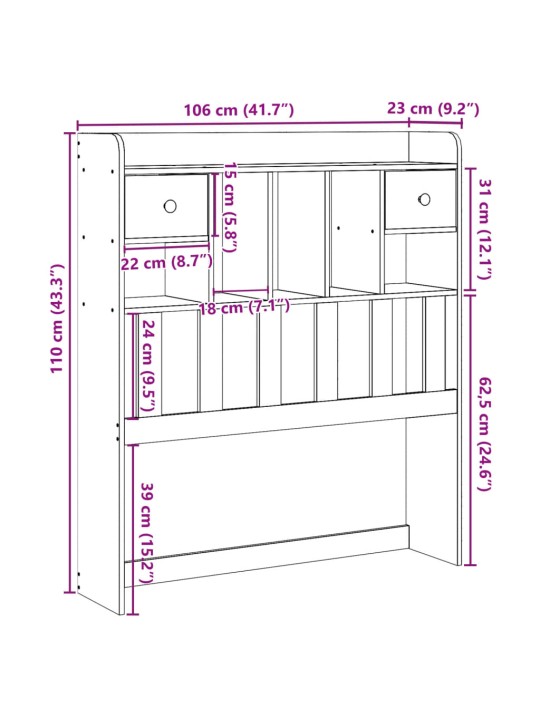 Hoiuruumiga voodipeats, 100 cm, männipuit