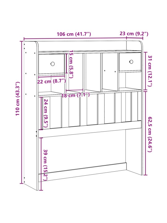 Hoiuruumiga voodipeats, vahapruun, 100 cm, männipuit