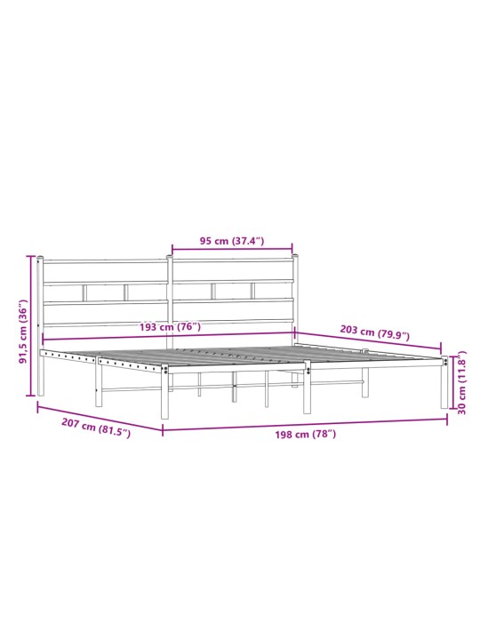 METALLIST VOODIRAAM ILMA MADRATSITA SUITSUTATUD TAMM 193X203 CM