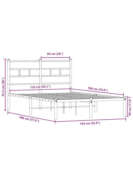 METALLIST VOODIRAAM ILMA MADRATSITA SONOMA TAMM 135X190 CM
