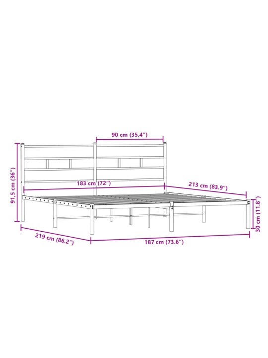 METALLIST VOODIRAAM ILMA MADRATSITA SONOMA TAMM 183X213 CM