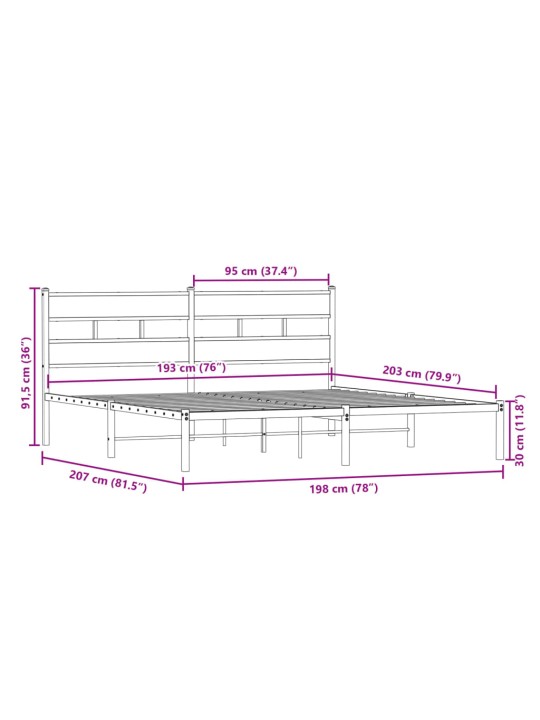 METALLIST VOODIRAAM ILMA MADRATSITA SONOMA TAMM 193X203 CM