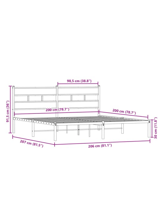 METALLIST VOODIRAAM ILMA MADRATSITA SONOMA TAMM 200X200 CM