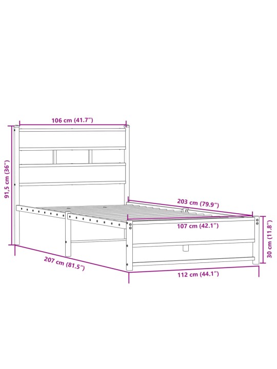 METALLIST VOODIRAAM ILMA MADRATSITA SONOMA TAMM 107X203 CM