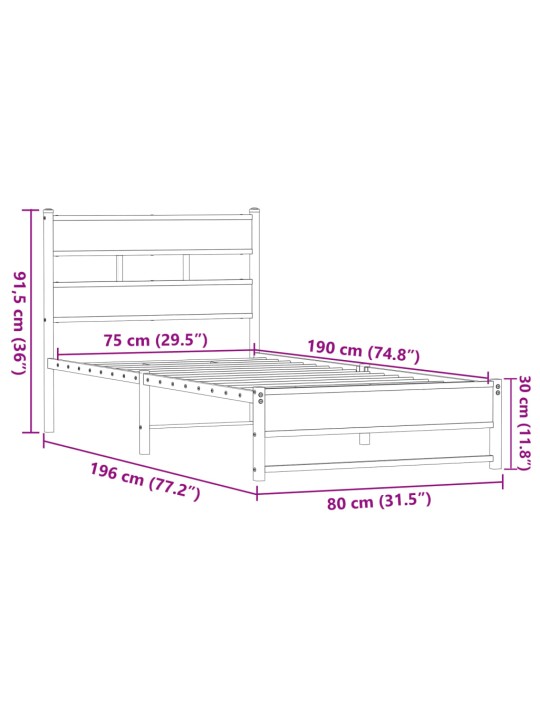 METALLIST VOODIRAAM ILMA MADRATSITA PRUUN TAMM 75X190 CM