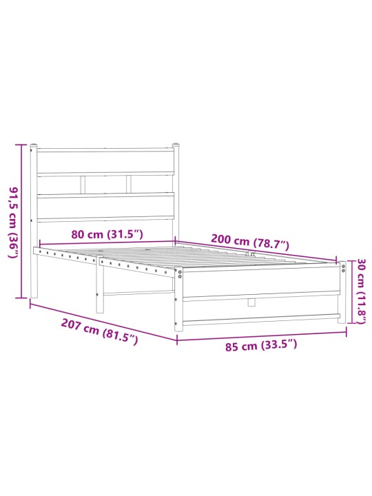 METALLIST VOODIRAAM ILMA MADRATSITA PRUUN TAMM 80X200 CM