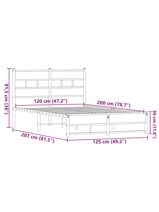 METALLIST VOODIRAAM ILMA MADRATSITA PRUUN TAMM 120X200 CM