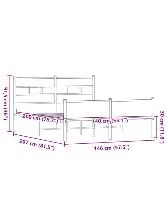 VOODIRAAM ILMA MADRATSITA PRUUN TAMM 140X200 CM TEHISPUIT