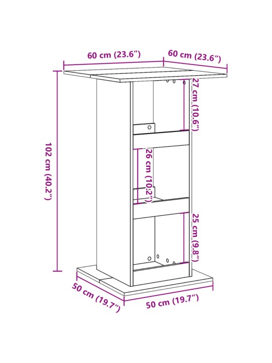 Baarilaud hoiuriiuliga, hall sonoma tamm,60x60x102cm, tehispuit