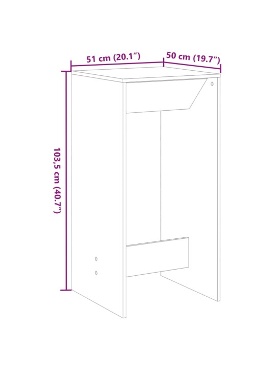 Baarilaud, hall sonoma tamm, 51 x 50 x 103,5 cm, tehispuit