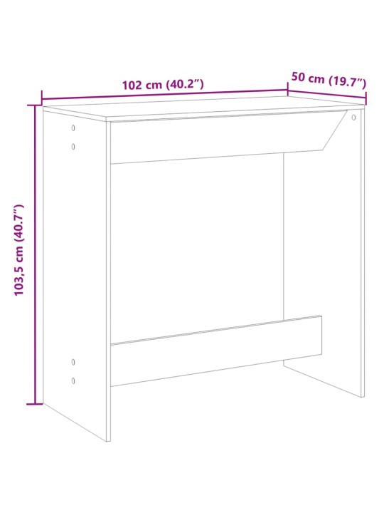 Baarilaud, valge, 102 x 50 x 103,5 cm tehispuit