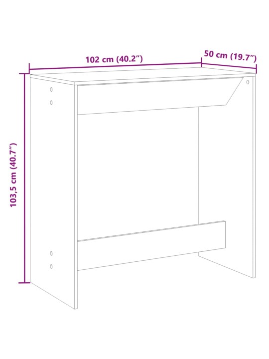 Baarilaud, must, 102 x 50 x 103,5 cm tehispuit