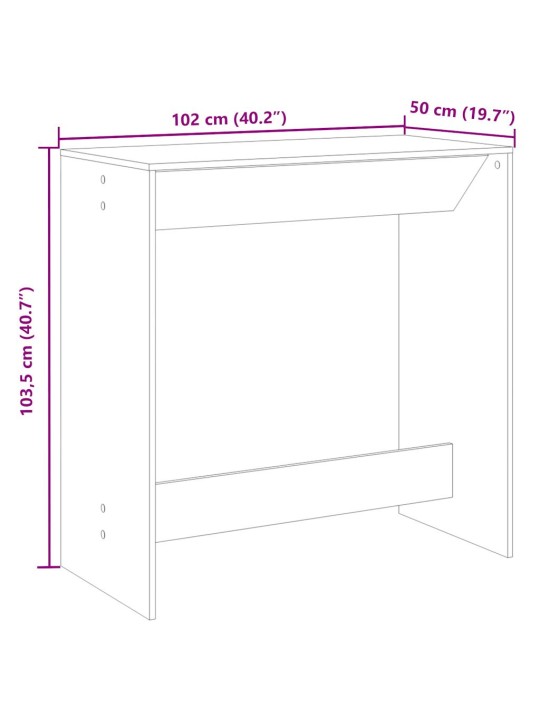 Baarilaud, suitsutatud tamm, 102 x 50 x 103,5 cm tehispuit