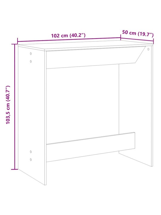 Baarilaud, hall sonoma tamm, 102 x 50 x 103,5 cm tehispuit