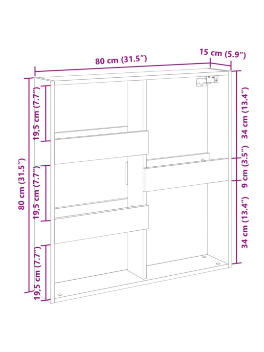 Seinakapp, hall sonoma tamm, 80x15x80 cm, tehispuit