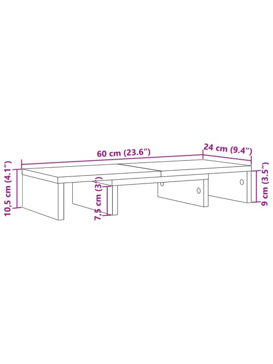 Reguleeritav monitorialus, valge, 60 x 24 x 10,5 cm, tehispuit