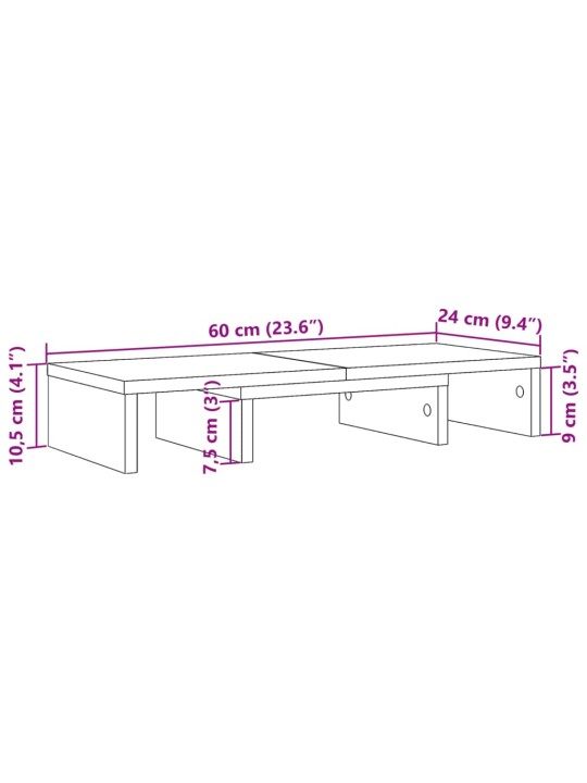 REGULEERITAV MONITORIALUS, KÄSITÖÖTAMM, 60X24X10,5 CM TEHISPUIT
