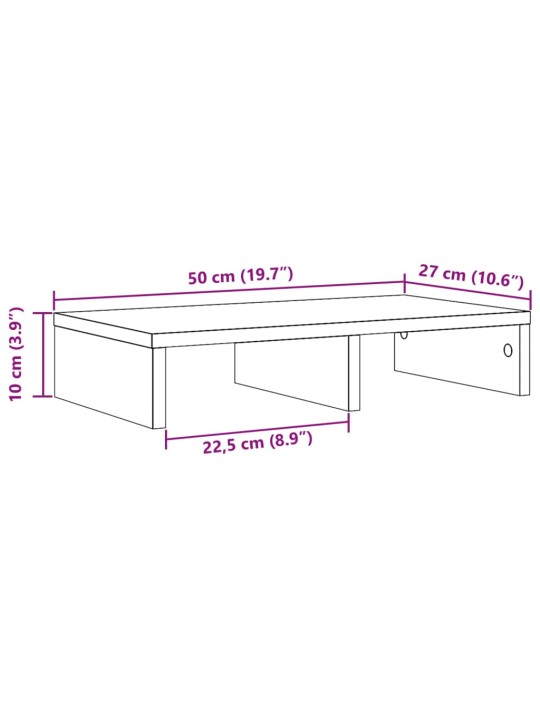 Monitorialus, valge, 50 x 27 x 10 cm, tehispuit