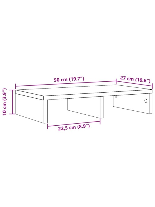 Monitorialus, suitsutatud tamm, 50 x 27 x 10 cm, tehispuit