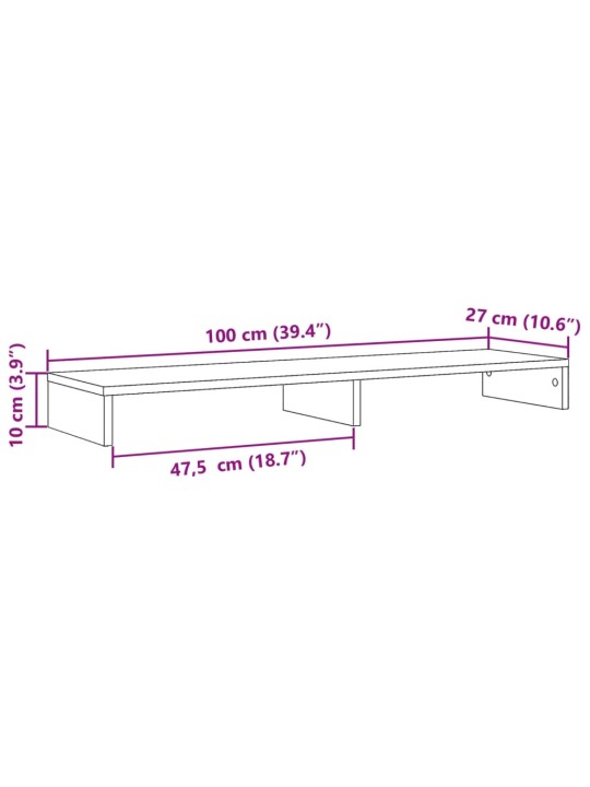 Monitorialus, betoonhall, 100x27x10 cm, tehispuit