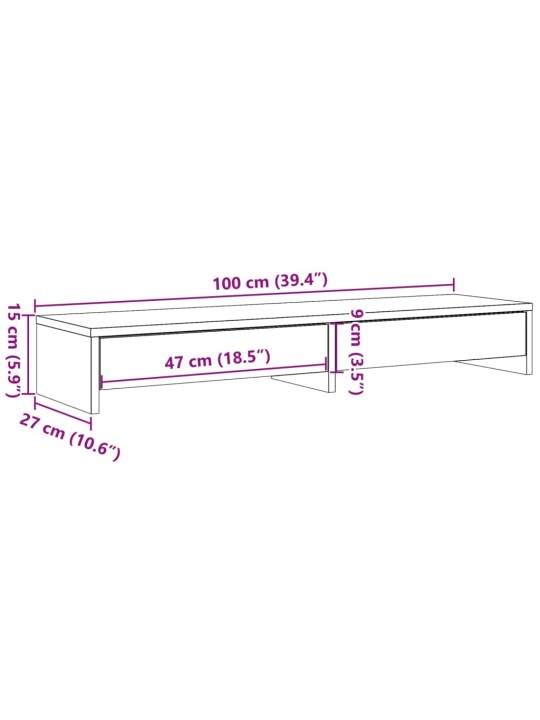 SAHTLITEGA MONITORIALUS, MUST, 100X27X15 CM, TEHISPUIT