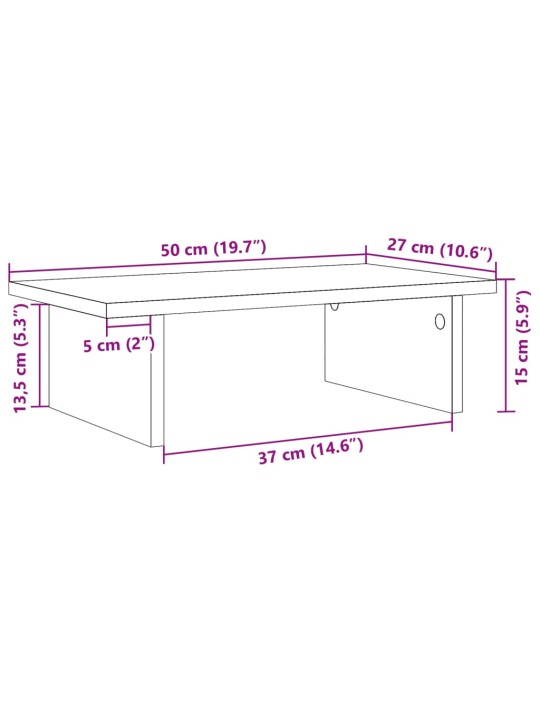 Monitorialus, valge, 50 x 27 x 15 cm, tehispuit