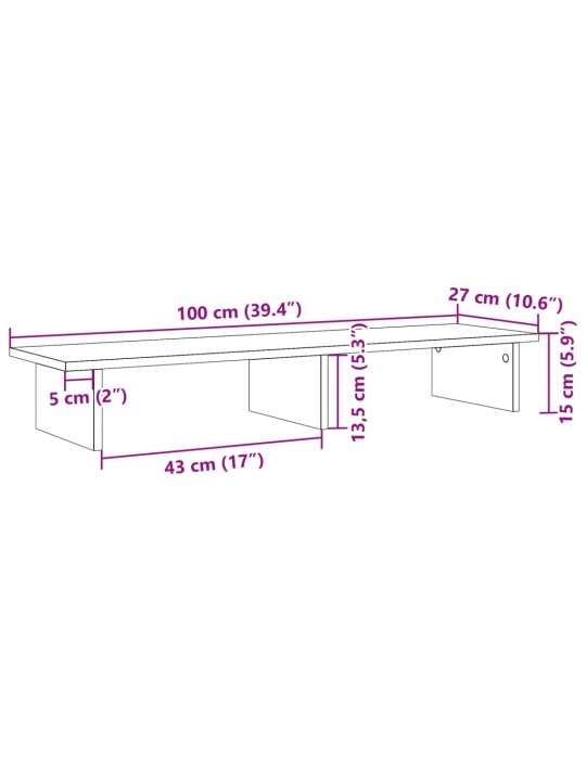 Monitorialus, betoonhall, 100 x 27 x 15 cm, tehispuit