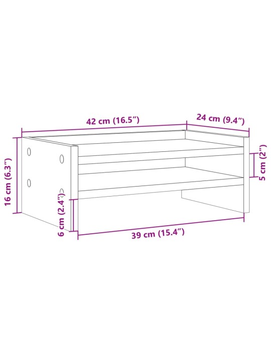 Monitorialus, hall sonoma tamm, 42x24x16 cm, tehispuit