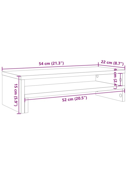 Monitorialus, suitsutatud tamm, 54x22x15 cm, tehispuit