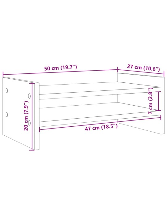 Monitorialus, suitsutatud tamm, 50 x 27 x 20 cm, tehispuit