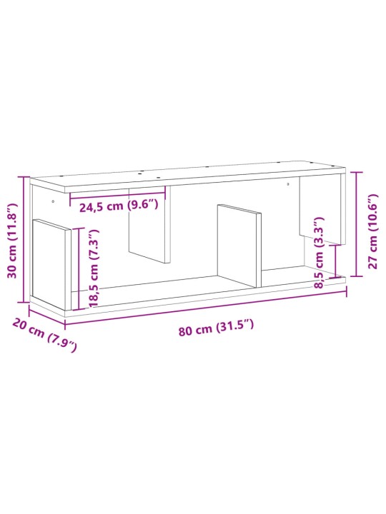 Seinakapp, 80x20x30 cm, suitsutatud tamm, tehispuit