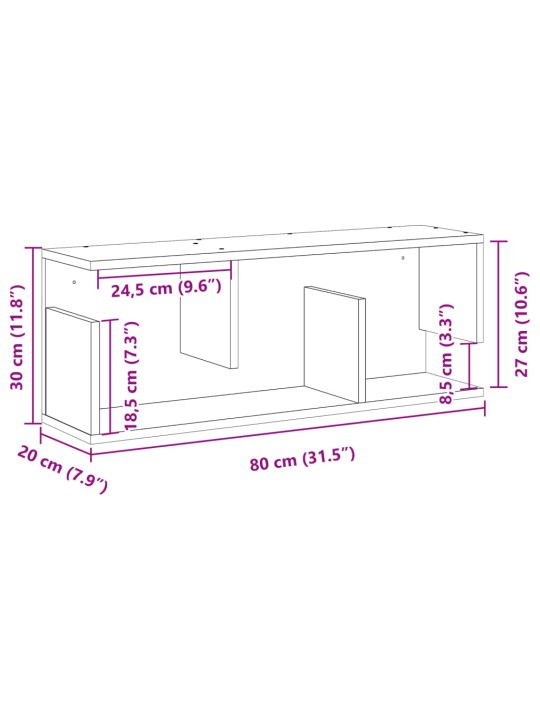 Seinakapp, 80x20x30 cm, hall sonoma tamm, tehispuit