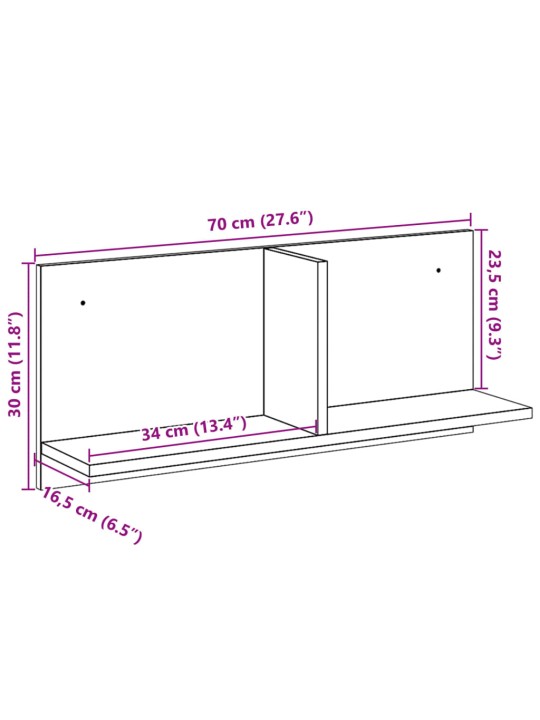 Seinakapp, 70x16,5x30 cm, hall sonoma tamm, tehispuit