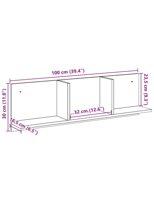 Seinakapp, 100x16,5x30 cm, suitsutatud tamm, tehispuit