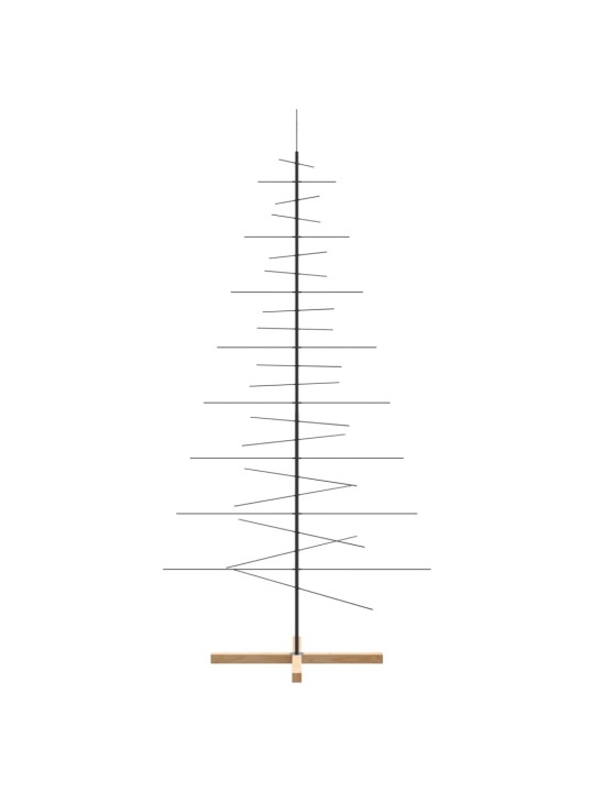 Metallist kunstkuusk puidust alusega, must, 210 cm