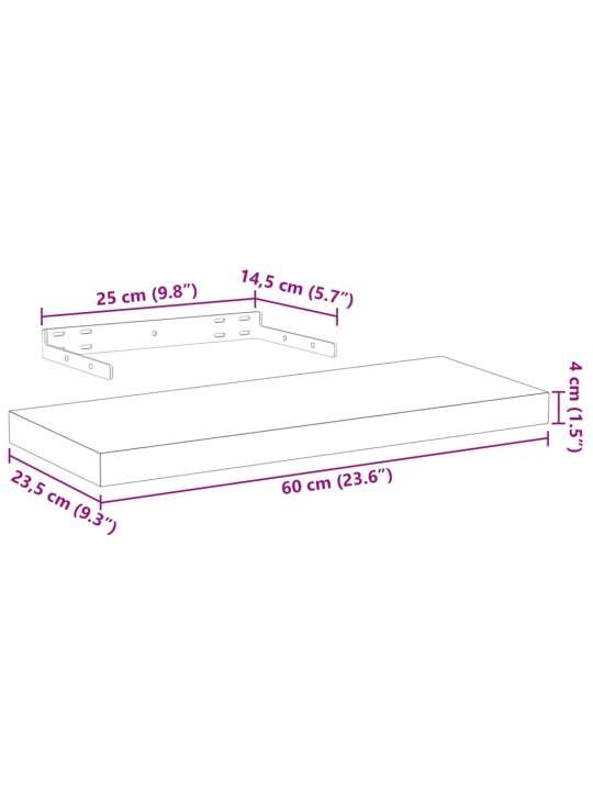 Seinariiulid 60x23,5x4 cm tehispuit