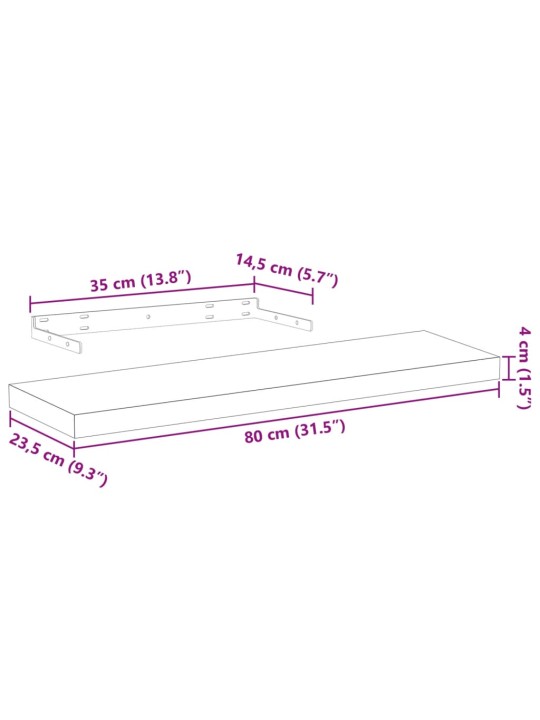 Seinariiulid 80x23,5x4 cm tehispuit